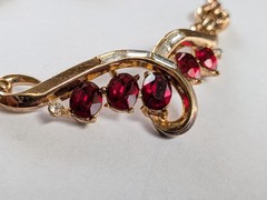 Alfred Philippe Trifari 1940’s Pat Pending Ruby & Clear 3 Piece Necklace Set