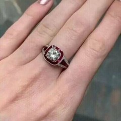 3.00 CT White Round Cut CZ & Pink Art Deco Vintage Style Wedding 925 Silver Ring