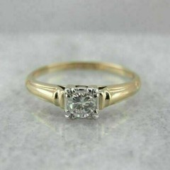 1.60 Ct White Diamond Art Deco Antique Vintage Wedding Ring 14K Yellow Gold FN