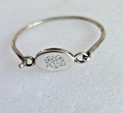 Monogram KBV Vintage Hinged Bangle Bracelet Signed Judith Jack 6 3/4″