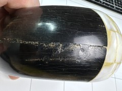 Horn Ox Buffalo Mother Of Pearl Abalone Vintage Thick Heavy Bangle Size 8