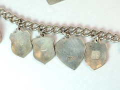 Vintage REU 800 Enamel City Shield Euro 12 Charm Bracelet Silver Sterling