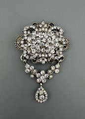 VINTAGE 1940s Eisenberg Ice Silver Tone & Brilliant Rhinestone Teardrop Brooch