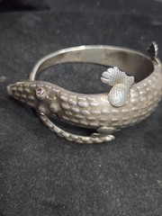 ANTIQUE 925 STERLING SILVER ALLIGATOR CUFF BRACELET ARM BRACELET 2.48 OZS
