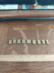 Antique Art Deco Gold Filled Gold Sparkle Glass Panels Bracelet 7 Inches