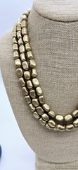 Vintage Beaded Layered Necklace Gold tone nugget Beads Matte 21 in