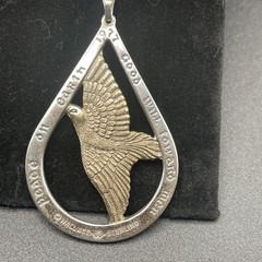 🔥VTG Large Flying Dove Sterling Silver 1977 Statement Pendant Reverseable