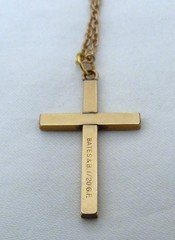 VTG BATES & BACON GOLD FILLED ENGRAVE CROSS PENDANT CHAIN NECKLACE 1st COMMUNION
