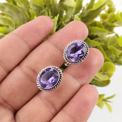 Natural Iolite 925 Sterling Silver Purple Statement Business Formal Cufflinks