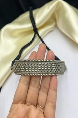 Vintage Silver Choker Necklace, Boho Ethnic Tribal Collar, Antique Silver