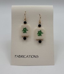VTG Fabrications Mah-Jong Dangle Earrings 2” Drop Hand Painted 1990s/2000s NOS