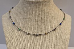 Vintage Liquid Sterling Silver Cats Eyes Choker Necklace 15.5″