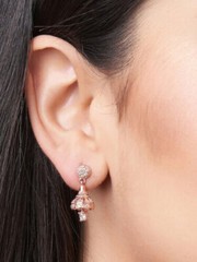 Lovely Pair Of Drop Dangle Earrings 2.3 Ct Simulated Diamond 14K Rose Gold Over