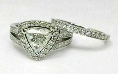 Art Deco Antique Vintage 2.30 Ct Diamond Wedding Ring Set 925 Sterling Silver
