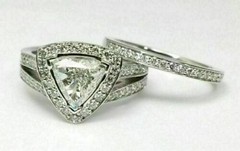 Art Deco Antique Vintage 2.30 Ct Diamond Wedding Ring Set 925 Sterling Silver