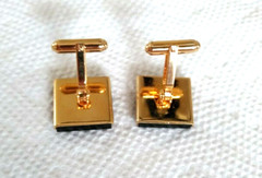 Vintage Gold Tone Square .5″ Multiple Inlays Stunning Men’s Cufflinks