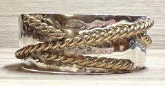 Southwestern Louis Booth Sterling Silver & Brass Twisted Rope Cuff Bracelet