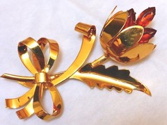 VINTAGE ART DECO RHINESTONE STERLING SILVER BROOCH PIN