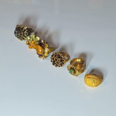 Vintage 6 Pc Assorted Judy lee &Unsigned Ring Lot Jewelry Mixed Styles and Sizes