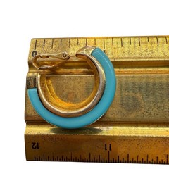 Crown Trifari Turquoise Blue Lucite Hoop Earrings Gold Trifarium Clips 1955-69 1