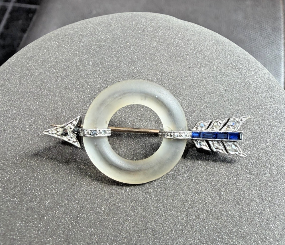 Art Deco Sapphire and Diamond Arrow Brooch