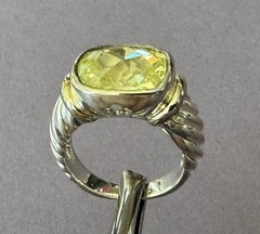 Old Vintage Unbranded 925 Sterling Silver Sparkling CZ or Art Glass Size 6 Ring