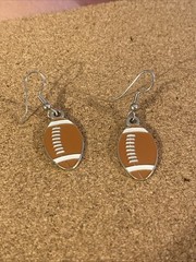 Vintage Football Dangle Earrings Enamel Sports Fan Game Day Brown Retro Jewelry