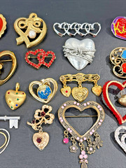Lot 42 Vintage Now Pin Heart Hearts LC Sarah Coventry Avon Anne Klein ONLY $2