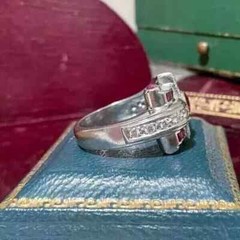 2.30Ct Lab Created Pink Ruby Vintage Art Deco Engagement 14k White Gold Plated