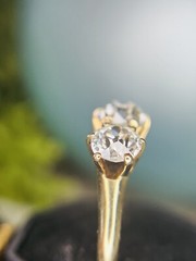 2.50 ctw Antique Old Mine Cut Diamond Three Stone Engagement Wedding Ring