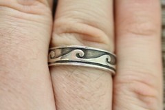 VINTAGE MEXICO WAVE BAND MEN’S STERLING SILVER 925 RING 11.75 STRONG DESIGN