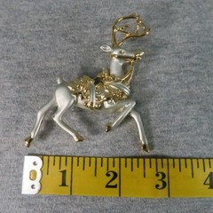 Vintage Costume Jewelry Two Toned Reindeer Brooch Pin Christmas Holiday
