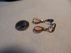 VTG 190S 70S TEAR DROP CUT GLASS CLIP EARRINGS LIGNT PINK