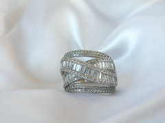 Sterling Silver 925 Multi Row Baguette CZ Highway Ross Simons Ring Size 6