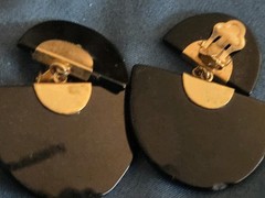 Art Deco Onyx Carnelian Earrings Big Pin Set