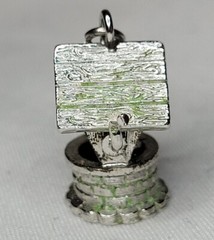 Monet Charm Vintage Moving Wishing Well Silvertone Metal