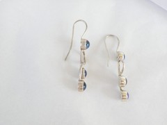 Artisan Sterling Silver 925 Blue Mirano Glass Dangle Earrings
