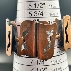 Vintage Brutalist Copper Panel Link Bracelet Abstract Cutout Mid-Century Modern