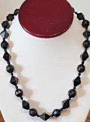 Antique 14k Solid Gold Filigree Black Mourning Cocktail Bead Necklace See Video