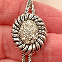 Lariat Necklace Cowgirl Pendant Slides Silver Plated Pave Rhinestone 32″