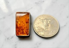 Vintage 925 Sterling Silver Genuine AMBER Oblong CLIP ON Earrings 3/4” Long EC