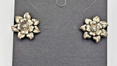 Vintage Floral Screw Back Earrings Sterling Marked 17mm 4g Pair
