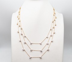 Designer $15,000 GIA 6ct SI1 H 3 STRAND 18k Yellow Gold DINNER Necklace 10g