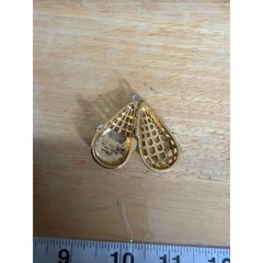 Vintage Ruscent Gold Tone Blue Rhinestone Cage Perfume Locket Pendant Statement