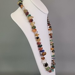 Vintage Stone Beaded Necklace Beggars Beads Endless 26″
