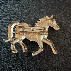 Rhinestone And Black Horse Brooch