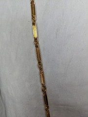 Signed Monet Bar Panel Link Chain Necklace Gold Plated Retro 70s Ex Long 36 In