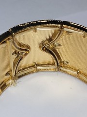 Vintage Wide Cuff Cloisonné Bracelet Ornate Enamel Rhinestone Gold-tone Jewelry