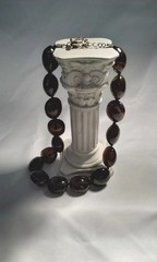 Vtg Chunky Smoky Quartz With Rutilated Inclusions Knotted Beaded 16″ Necklace