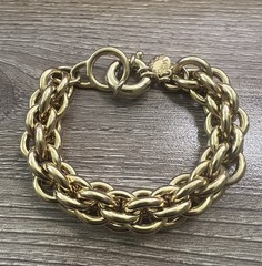 Vintage J. Crew Gold Tone Double Chain Link Statement Bracelet – Size 6.25 In